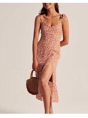 Abercrombie tie strap floral midi dress